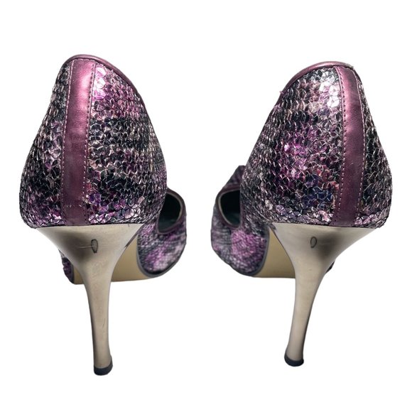 Guess Carrie Purple Sequin Metallic Glitter.Pointed Toe High Heel Stiletto Shoes - Picture 6 of 13